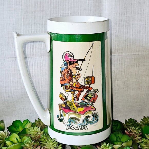 Vintage set 3 Thermo-Serv Mug 16 oz. Fun Fishing ; bowling ; badminton - Picture 13 of 15